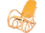 Sedia A Dondolo M41, Poltrona A Dondolo Poltrona Tv, Legno Massiccio ~ Aspetto Rovere, Tessuto/Tessuto Giallo