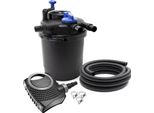 Set Completo Sunsun: Filtro A Pressione Per Laghetti CPF-2500 Fino A 6000 L Con Chiarificatore UV-C Da 11 Watt, Pompa Per Laghetti NEO6000 Supereco 6000L/H 40W, Tubo Per Laghetti Da 5 M 32 Mm (1 1/4"), Fascette Stringitubo W1 44-47Mm"