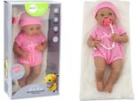 Bambola Bebè Con Vestiti Rosa, Cappello, Ciuccio E Coperta
