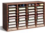 Organizzatore Di Letteratura In Legno - Marrone Scuro Con 36 Scomparti - Ripiani Rimovibili - Organizzatore Di Libri