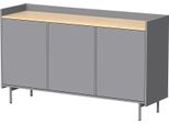 Vicco Credenza Velina, 140 X 82 Cm Con 6 Scomparti, Grigio/Quercia