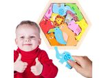Puzzle In Legno Colorato Con Cornice - Motivo Animali
