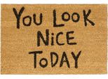 Relaxdays 10020185_0 Relaxdays Kokosmatte You Look Nice Braun 40,0 X 60,0 Cm