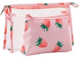 Flamenco Mystique Set Di Sacchetti Per Cosmetici 2 In 1, Sacchetti Trasparenti Con Motivo A Fragola KS152