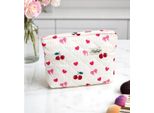 Flamenco Mystique Borsa Cosmetica Trapuntata Da Donna - Ciliegia Con Fiocco, Dimensioni 26 X 7 X 18 Cm - KS151