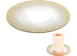 Supporto Per Composizioni Decorative Di Candele, Vetro Specchiato, Glitter, 15 Cm
