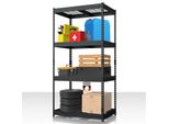 Scaffale Per Carichi Pesanti Nero Yukon Rivet, 180 X 90 X 60 Cm, Scaffale In Acciaio Con Ripiani In Rete, Portata Di 250 Kg Per Ripiano, Scaffale Per Magazzino Con 4 Ripiani, Scaffale Per Cantina