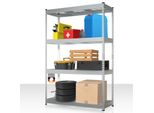 Scaffalatura Yukon Rivet Per Impieghi Gravosi, 180 X 120 X 45 Cm, Scaffale In Acciaio Con Ripiani In Rete, Portata Di 350 Kg Per Ripiano, Scaffale Di Stoccaggio Con 4 Ripiani, Scaffale Da Cantina