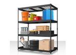Scaffale Per Carichi Pesanti Nero Yukon Rivet, 160 X 150 X 80 Cm, Scaffale In Acciaio Con Ripiani In Rete, Portata Di 350 Kg Per Ripiano, Scaffale Di Stoccaggio Con 4 Ripiani, Scaffale Per Cantina