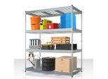 Scaffalatura Yukon Rivet Per Carichi Pesanti, 160 X 150 X 80 Cm, Scaffale In Acciaio Con Ripiani In Rete, Portata 350 Kg Per Ripiano, Scaffale Per Magazzini Con 4 Ripiani, Scaffale Per Cantina