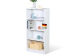 Libreria, Scaffale Verticale In Legno Bianco Con 4 Ripiani, 60 X 24 X 121,5 Cm, Scaffale Bianco, Aperto E Salvaspazio, Maine