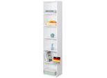 Libreria, Scaffale Verticale In Legno Bianco Con 6 Ripiani, 40 X 24 X 178,5 Cm, Scaffale Bianco, Aperto E Salvaspazio, Maine