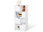 Libreria, Scaffale Verticale In Mdf Bianco Con 8 Scomparti E 4 Ante, 60 X 30 X 120,5 Cm, Protezione Antiribaltamento, Connecticut