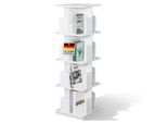 Libreria, Scaffale Rotante Con 4 Ripiani, Libreria Rotante A 360°, 40 X 40 X 129 Cm, Ripiano Bianco, Indiana