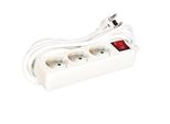 Presa 3 Vie Con Interruttore - Cavo 1,5 M - Bianco - Schuko
