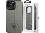 Guess Guhcp13Lpsatlg Custodia Rigida Iphone 13 Pro / 13 6,1 Srebrny/Argento Logo Saffianotriangle
