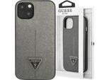 Guess Guhcp13Mpsatlg Custodia Rigida Iphone 13 / 14 / 156.1 Srebrny/Argento Logo Saffianotriangle