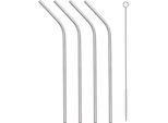 Set Di Cannucce In Acciaio Inox 4 Pezzi Argento 21Cm Incl. Spazzola Per La Pulizia 23Cm