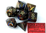 Set Di Cubetti Chessex Scarabeo Blu Sangue Oro 7 Pezzi