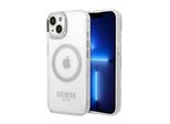 Guess Guhmp14Mhtrms Custodia Rigida Per Iphone 14 Plus / 15 Plus 6.7 Argento/Silver Profilo In Metallo Magsafe