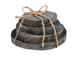 Set Di 4 Pezzi In Legno Color Grafite Con Corteccia - Design Naturale