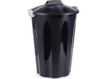 Pratica Pattumiera Da 40 Litri In Resistente Materiale Nero Con Coperchio