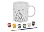 Dipingi La Tua Tazza Di Natale: Pennello, 6 Colori, Porcellana Bianca