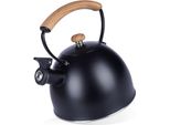 Bollitore In Acciaio Nero Con Manico In Legno