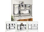 The Living Store Set Di Mensole Da Parete 4 Pezzi Con Aste Materiale In Legno Grigio Sonoma