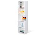 Libreria, Libreria Bianca In Mdf A 5 Livelli, 32 X 24 X 132 Cm, Ripiano Bianco, Sottile, Moderna E Salvaspazio, Alaska