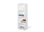 Libreria, Libreria Bianca In Mdf A 4 Livelli, 32 X 24 X 106 Cm, Ripiano Bianco, Sottile, Moderna E Salvaspazio, Alaska