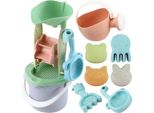 Woopie Green Set Di Sabbia In Secchio Con Bobina 9 Pz. Materiale Biodegradabile