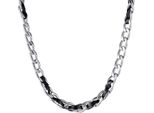Edelstahlkette Firetti "Schmuck Geschenk Edelstahl Leder Halsschmuck Halskette Panzerkette", Schwarz (Edelstahlfarben, Schwarz), Halsketten, Damen, Edelstahl Leder, L: 55 B: 10Mm, Edelstahl, Leder, Edelstahlkette, B:10Mm