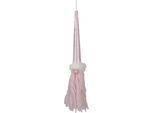 Clayre & Eef Ciondolo Decorativo Gnomo 48 Cm Rosa Sintetico