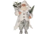 Clayre & Eef Decorazione Natalizia Figura Babbo Natale 27 Cm Plastica Bianca Argentata