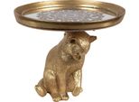 Clayre & Eef Decorazione Ciotola Gatto Ø 20X16 Cm Poliresina Color Oro