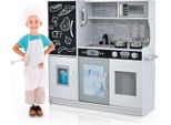 Cucina Per Bambini Costway Con 10 Accessori Da Gioco, Cucina Per Bambini Con Lavagna, Cucina Giocattolo Con Microonde, Gelatiera, Lavastoviglie E Forno (Bianco)
