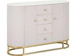 Dmora Credenza Lodovico 40X120X85H Cm Bianco, 4 Cassetti 4 Vani
