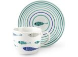 Set Di 6 Tazze Da Caffè Espresso Excelsa Con Piattini Porcellana Mare Del Nord 7 Cl Colorata