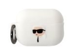 Karl Lagerfeld Klap2Runikh Airpods Pro 2 (2022/2023) Cover BiałY/White Silicone Karl Head 3D