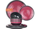 Moritz Stoviglie Da Campeggio In Melamina Per 4 Persone 12 Pezzi | Lavabili In Lavastoviglie | Set Di Stoviglie Da Picnic | Stoviglie Da Campeggio I Stone Red Design