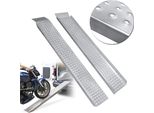 Va-Cerulean 2X Rampa Di Accesso, Rampa Max 400 Kg, Rampa Di Accesso In Acciaio Zincato, Rampa Per Marciapiede, Rampa Per Sedia A Rotelle, Rampa Per Bicicletta, Rampa Di Carico Per Auto, Rimorchio, Scale, Bicicletta, Argento 135Cm