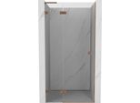 Mexen Lunar L Porta Doccia Battente Sinistra 115 Cm, Trasparente, Rame Spazzolato - 834L-115-000-65-00-L
