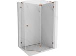 Mexen Lunar L Cabina Doccia Pentagonale A Battente Destra 100 X 90 Cm, Trasparente, Oro Rosa - 831L-100P-090L-60-00-P