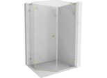 Mexen Lunar L Cabina Doccia Pentagonale Battente Sinistra 80 X 90 Cm, Trasparente, Oro - 831L-080L-090P-50-00-L