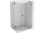 Mexen Lunar Cabina Doccia Pentagonale Battente Sinistra 80 X 90 Cm, Trasparente, Nero - 831-080L-090P-70-00-L