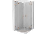 Mexen Lunar L Cabina Doccia Semicircolare Con Porta A Battente 90 X 90 Cm, Trasparente, Rame Spazzolato - 833L-090L-090P-65-00