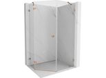 Mexen Lunar Cabina Doccia Pentagonale Battente Sinistra 90 X 100 Cm, Trasparente, Rame Spazzolato - 831-090L-100P-65-00-L
