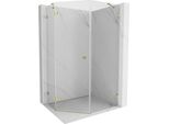 Mexen Lunar Cabina Doccia Pentagonale A Battente Sinistra 80 X 90 Cm, Trasparente, Oro - 831-080L-090P-50-00-L