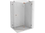 Mexen Lunar Cabina Doccia Pentagonale A Battente Destra 100 X 90 Cm, Trasparente, Oro Rosa - 831-100P-090L-60-00-P